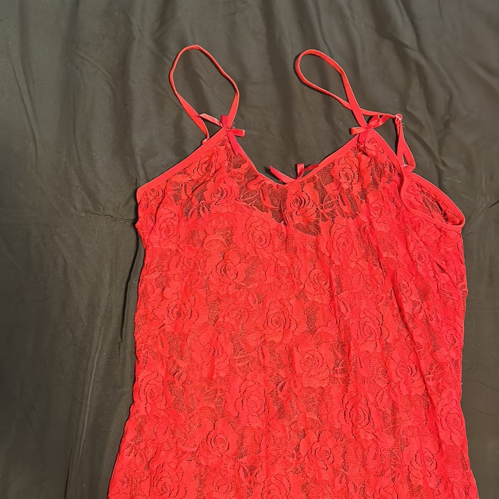 Red Lace Nightie With Matching G-String - image 2